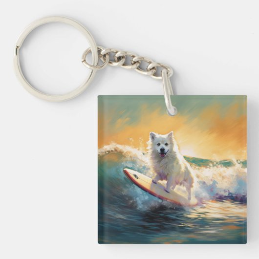 Porte-clés American Eskimo Beach Surf Peinture (Devant)