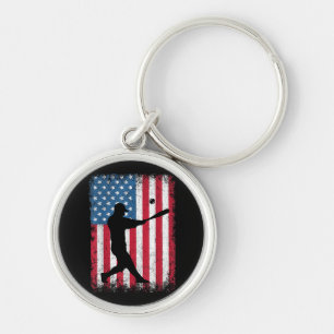 Porte-clés American Flag Baseball Team Cadeau pour Hommes Gar