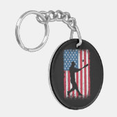 Porte-clés American Flag Baseball Team Cadeau pour Hommes Gar (Devant gauche)