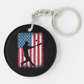 Porte-clés American Flag Baseball Team Cadeau pour Hommes Gar (Dos)