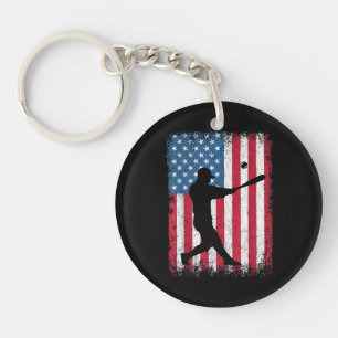 Porte-clés American Flag Baseball Team Cadeau pour Hommes Gar