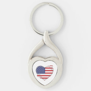 Porte-clés American Flag Heart