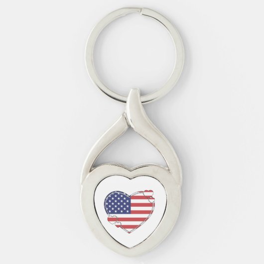 Porte-clés American Flag Heart (Devant)