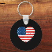 Porte-clés American Flag Heart 4 juillet USA Patriotic (Verso)