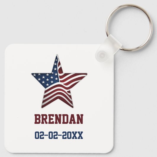 Porte-clés American Flag Sober Star, Anniversaire de la sobri (Dos)