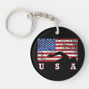 Porte-clés American Flag Swimming USA Cadeau Swim Team Premiu
