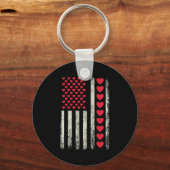 Porte-clés American Flag With Hearts Valentine S Day  (Recto)