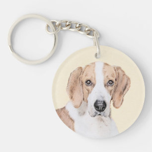 Porte-clés American Foxhound Painting - Joli art original chi