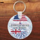 Porte-clés American Grosse avec Kiwi Racines Design en marbre (Recto)