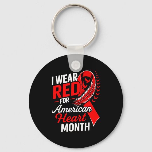Porte-clés American Heart Disease Awareness Month Ribbon Red  (Recto)