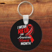 Porte-clés American Heart Disease Awareness Month Ribbon Red  (Recto)