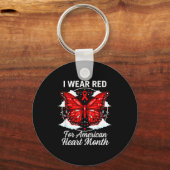 Porte-clés American Heart Disease Awareness Month Ribbon Red (Recto)