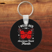 Porte-clés American Heart Disease Awareness Month Ribbon Red (Recto)