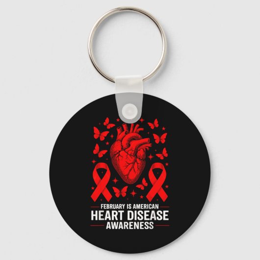 Porte-clés American Heart Disease Awareness Month Ribbon Red  (Recto)