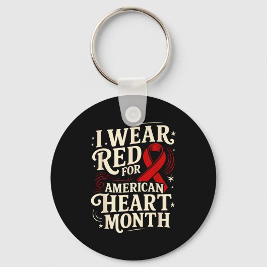 Porte-clés American Heart Disease Awareness Month Ribbon Red  (Recto)