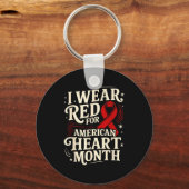 Porte-clés American Heart Disease Awareness Month Ribbon Red  (Recto)
