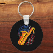 Porte-clés American Saxophone Player Saxophonist Jazz Band Me (Recto)