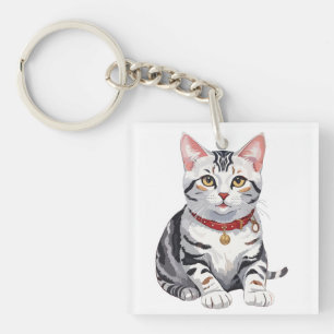 Porte-clés American Shorthair heureux