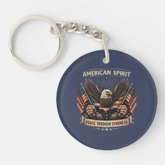 Porte-clés American Spirit Eagle Patriotic USA Flag Peace Thr
