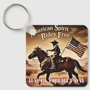 Porte-clés "American Spirit Rides Free" Drapeau Cowboy Person