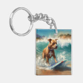 Porte-clés American Staffordshire Beach Surf Peinture (Devant gauche)