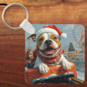 Porte-clés American Staffordshire Chien Noël (Recto)