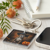Porte-clés American Staffordshire Citrouille Halloween effray (Devant Droit)