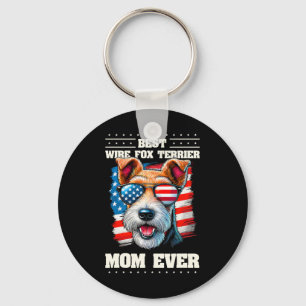 Porte-clés American Usa Flag Wire Fox Terrier 4 juillet Pat