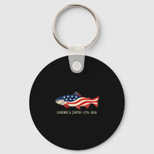 Porte-clés Amérique 250e 1776 2026 pêche patriotique truite