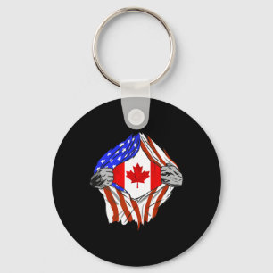 Porte-clés Amérique Drapeau Canadien Usa Coffre Racines Canad