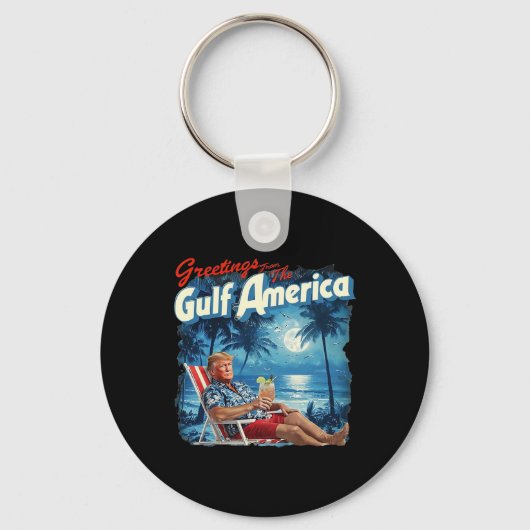 Porte-clés Amérique du Golfe Trump 2024 Retro Beach Usa Ameri (Recto)