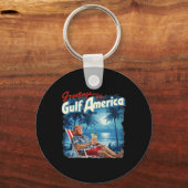 Porte-clés Amérique du Golfe Trump 2024 Retro Beach Usa Ameri (Recto)