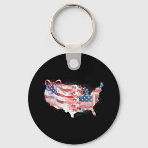 Porte-clés Amérique États-Unis Carte Preppy 4 juillet Happy I