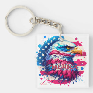 Porte-clés Amérique - Patriotique USA Design pour 4 juillet,