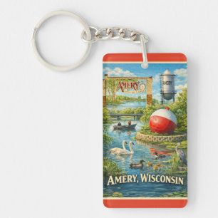 Porte-clés Amery, Wisconsin Ville des Lacs Souvenir