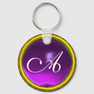 Porte-clés AMÉTHYST MONOGRAM, jaune violet