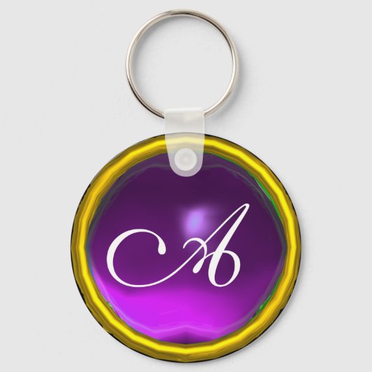 Porte-clés AMÉTHYST MONOGRAM, jaune violet (Recto)