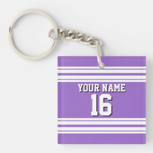 Porte-clés Amethyst Purple Wht Team Jersey Numéro personnalis