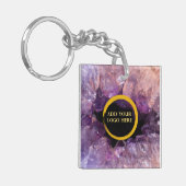 Porte-clés Améthyste violet ajouter son propre logo professio (Devant gauche)