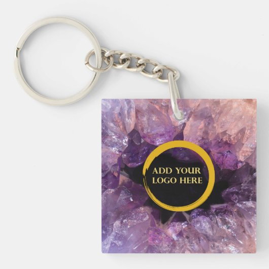 Porte-clés Améthyste violet ajouter son propre logo professio (Devant)