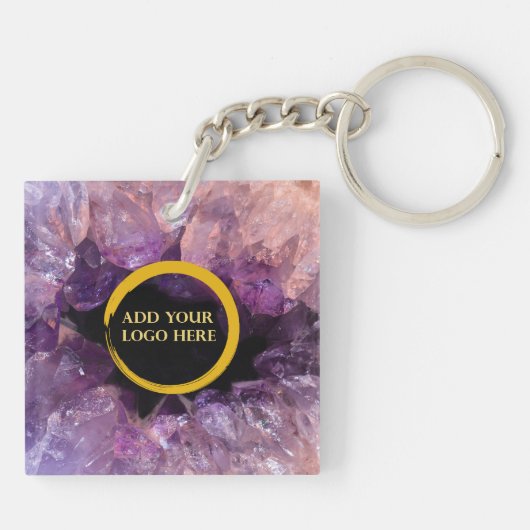 Porte-clés Améthyste violet ajouter son propre logo professio (Dos)