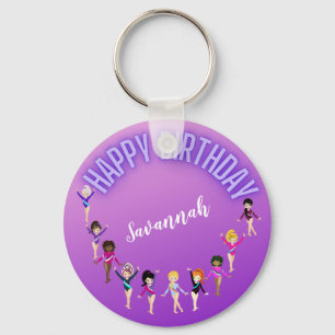 Porte-clés Amis de gymnastique "Joyeux Anniversaire" Purple O