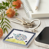 Porte-clés Amis de porc de haie d'art populaire de la (Devant Droit)