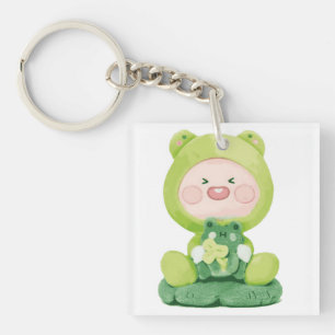 Porte-clés Amis KaKao - Apeach la grenouille verte en vacance