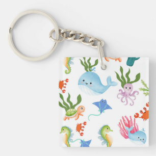 Porte-clés Amis mignons sous-marins – Motif d'animaux océaniq