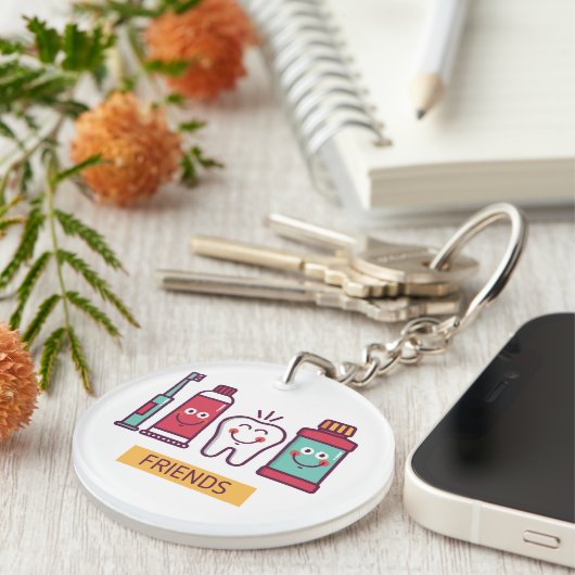 Porte-clés Amis oraux de soin de bande dessinée (Devant droit)