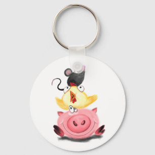 Porte-clés Amis Piggy Chick et Porte - clé de souris