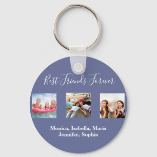 Porte-clés Amis pour toujours BFF nom photo bleu