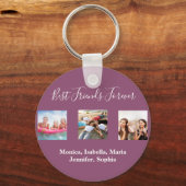 Porte-clés Amis pour toujours BFF nom photo violet (Recto)