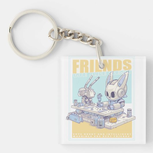 Porte-clés Amis robot lapin et machine 071502 (Devant)